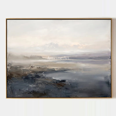 Winding Current, hand-painted waterside landscape wall art by Ingrid Solberg