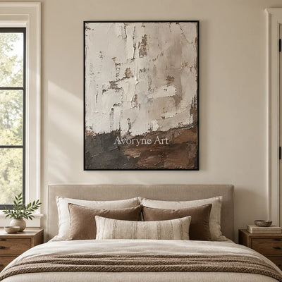Ashhaven: Weathered Neutral Texture Wall Art — bedroom black