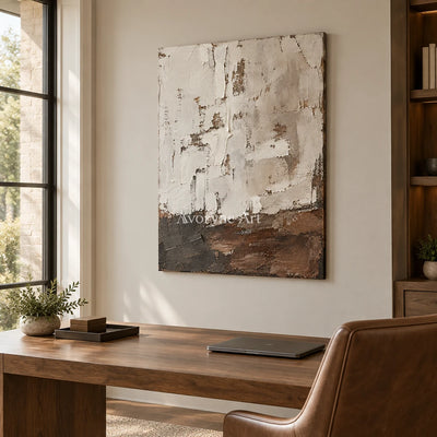 Ashhaven: Weathered Neutral Texture Wall Art — office frameless