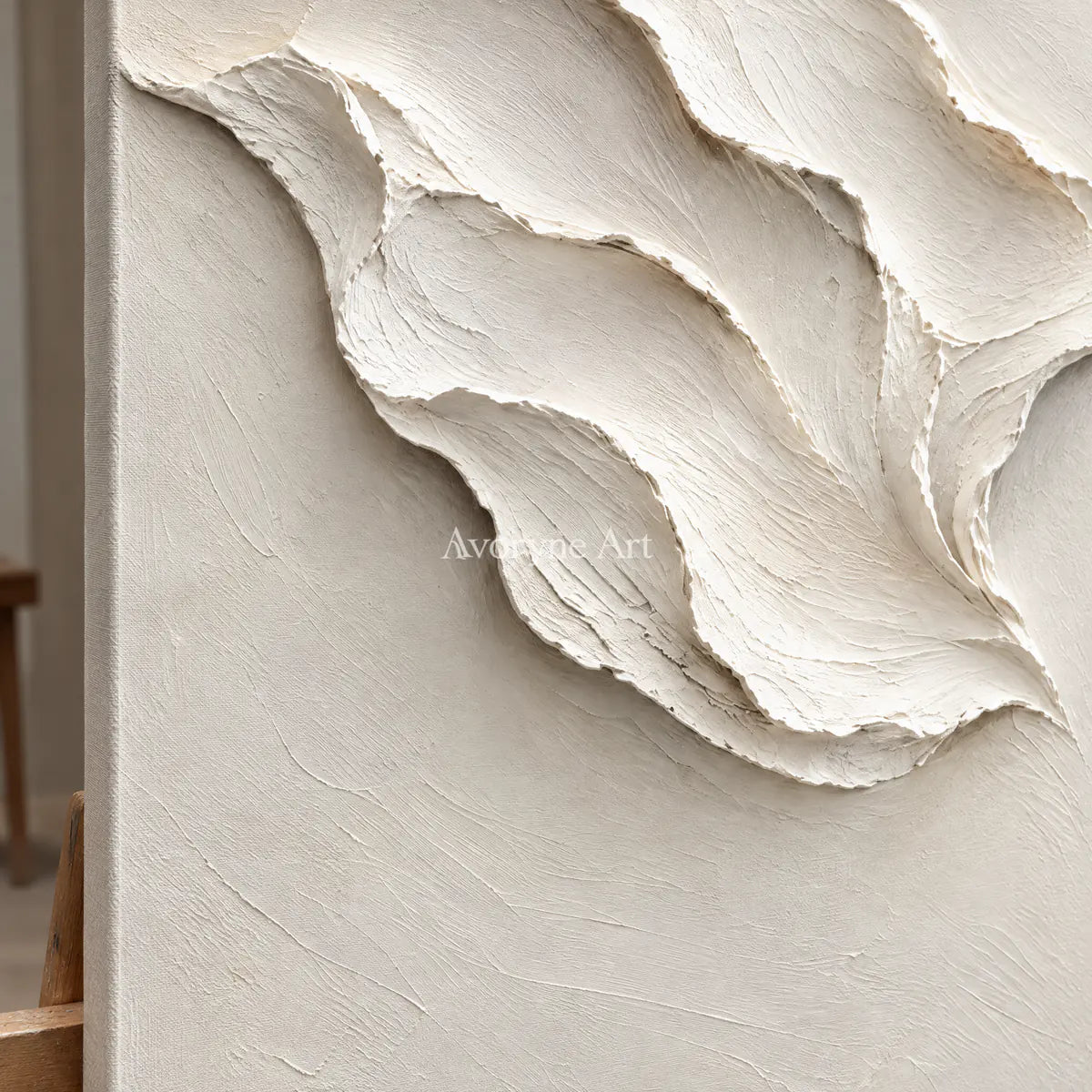 Folded Reverie: White Abstract Diptych Wall Art — detail easel