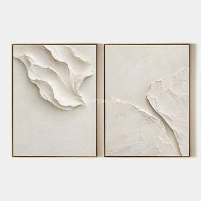 Folded Reverie: White Abstract Diptych Wall Art — primary