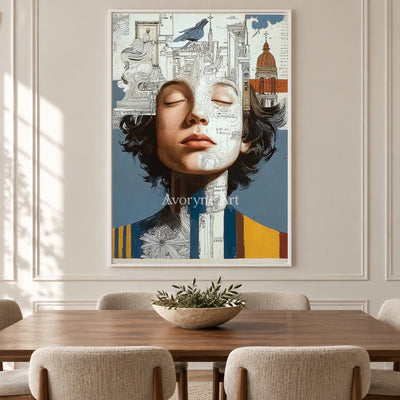 The Inner Architect: White Architectural Portrait Wall Art — dining white