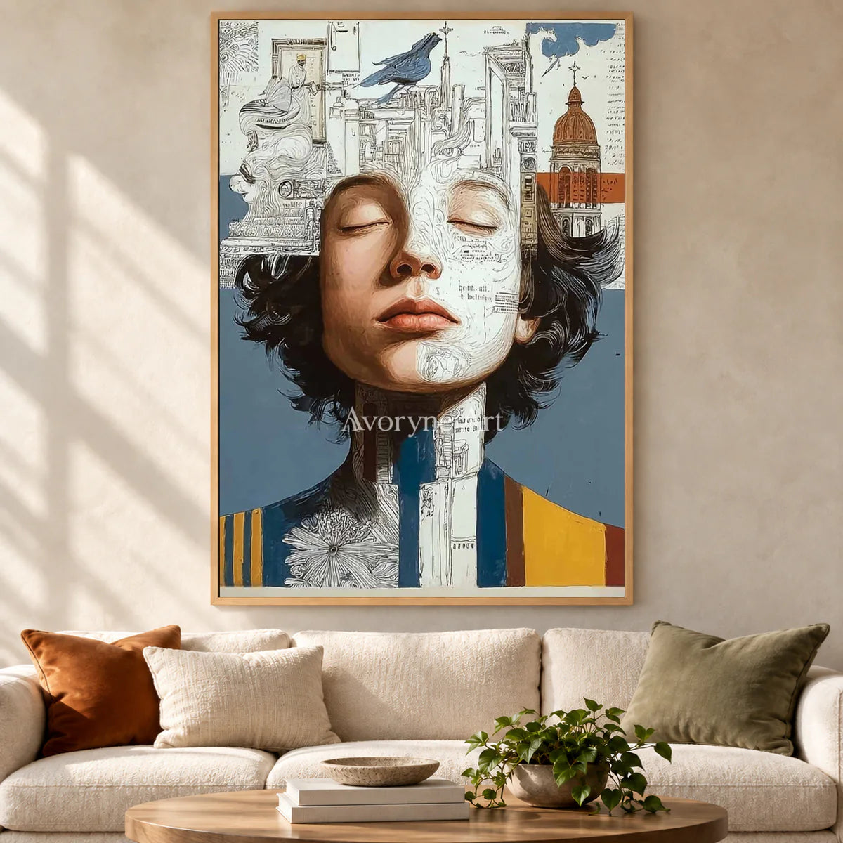The Inner Architect: White Architectural Portrait Wall Art — hotel wood
