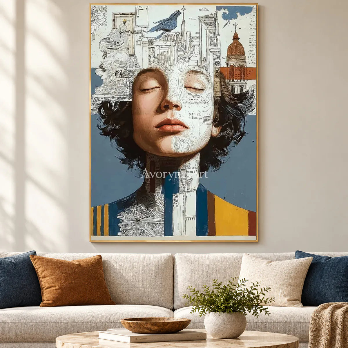 The Inner Architect: White Architectural Portrait Wall Art — living gold