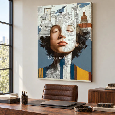 The Inner Architect: White Architectural Portrait Wall Art — office frameless