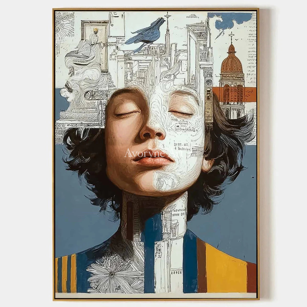 The Inner Architect: White Architectural Portrait Wall Art — primary