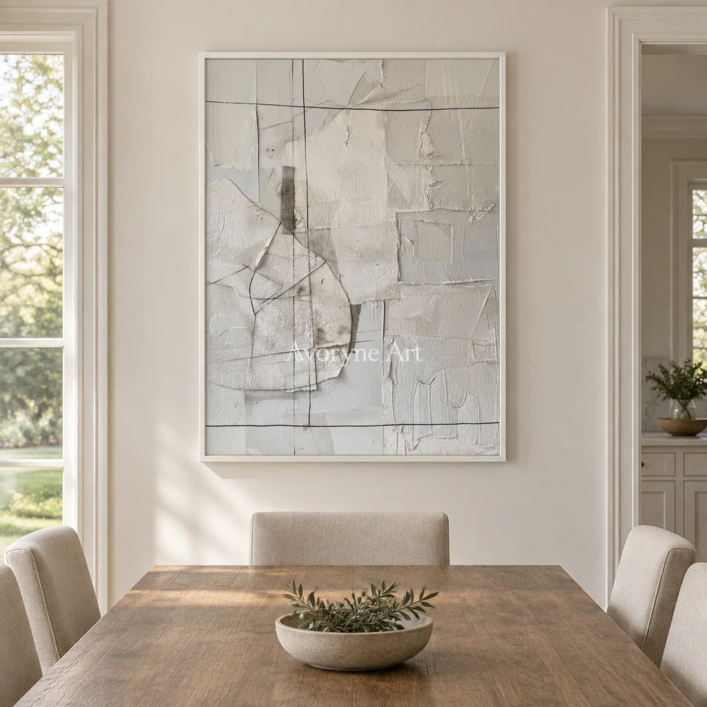 Aster Ribbon: White Block Texture — dining white
