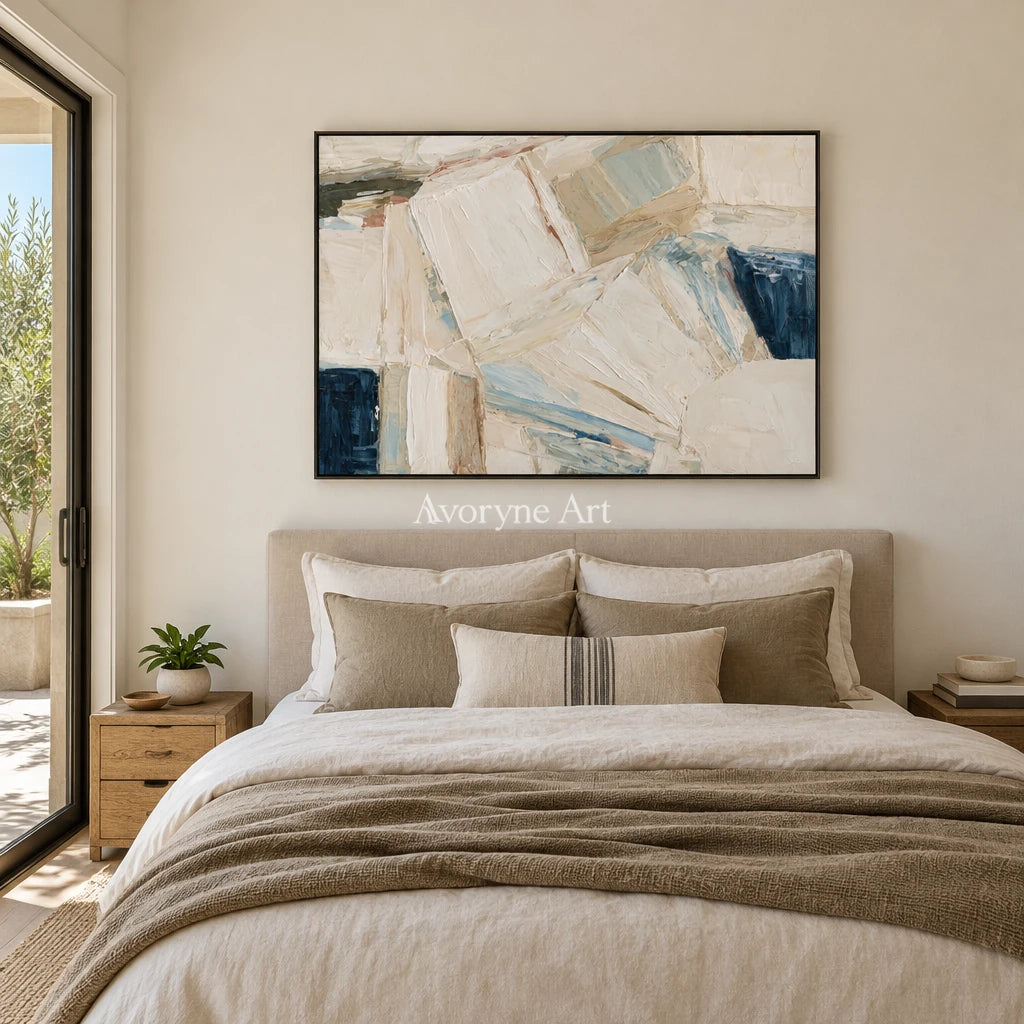 Ivory Open Vista: White Block Texture — bedroom black