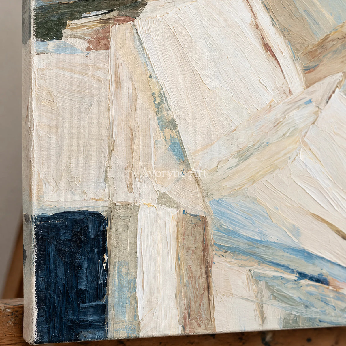 Ivory Open Vista: White Block Texture — detail easel