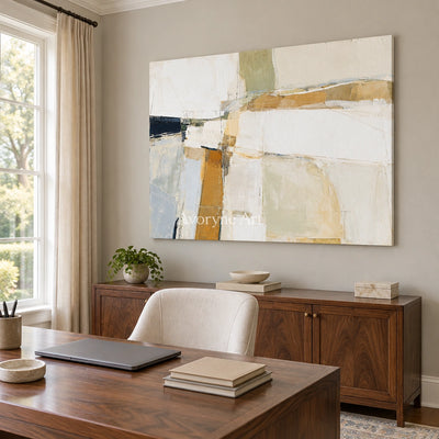 Ivory Open Poem: White Block Texture — office frameless