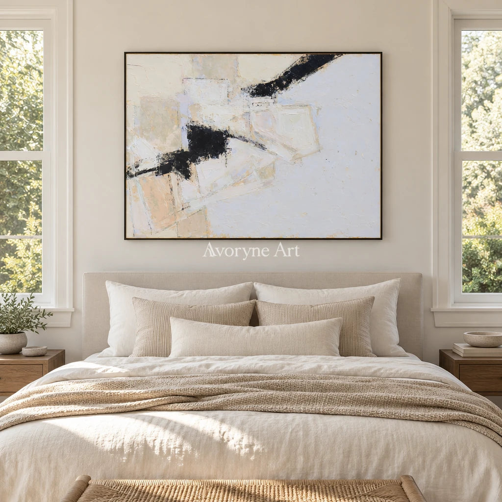 Ivory Gentle Refrain: White Block Texture — bedroom black
