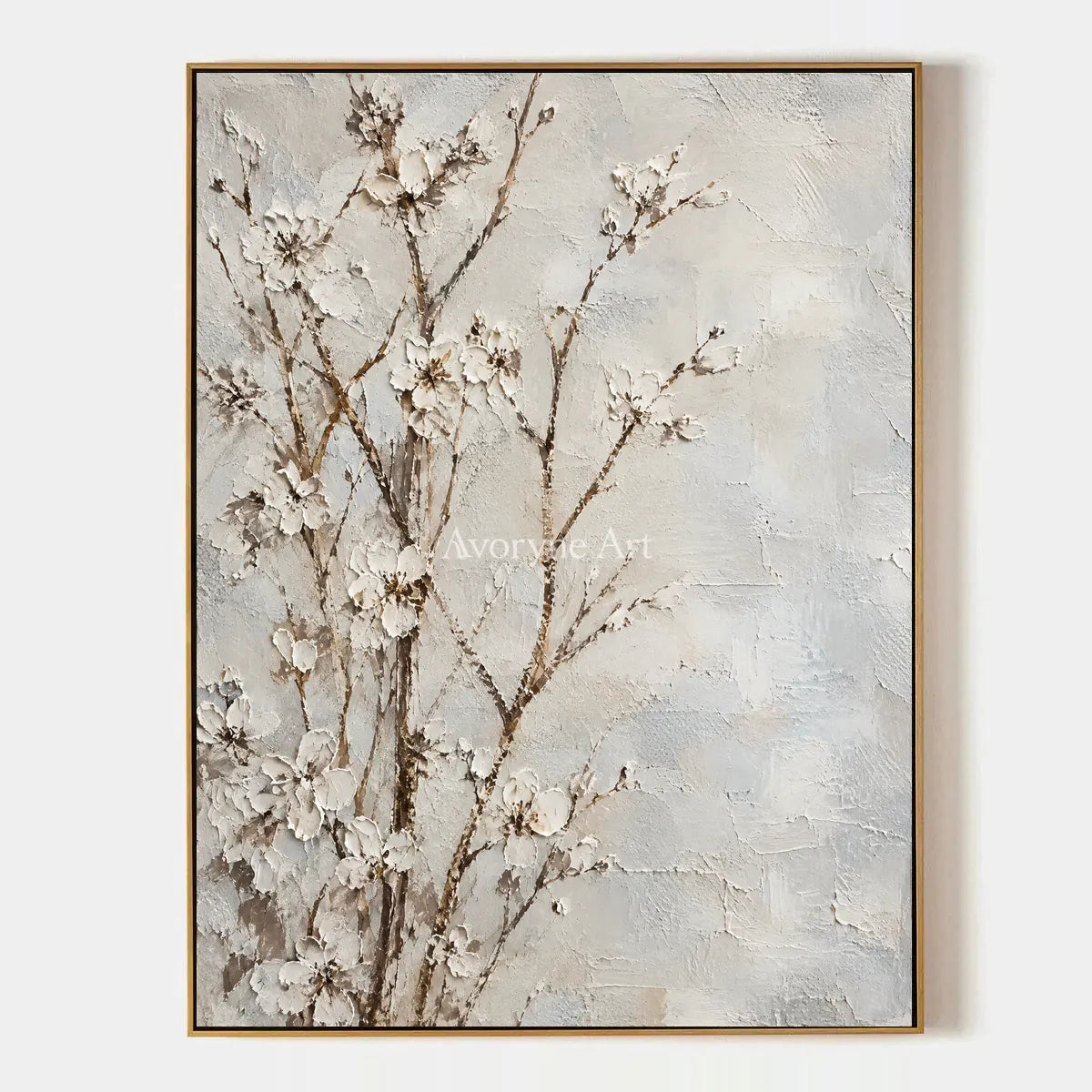 Petal Murmur: White Blossom Branches Wall Art — primary