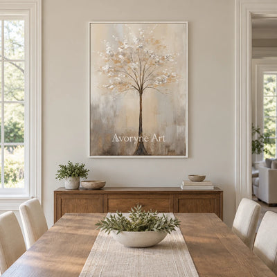 Aster Ground: White Blossom Relief — dining white