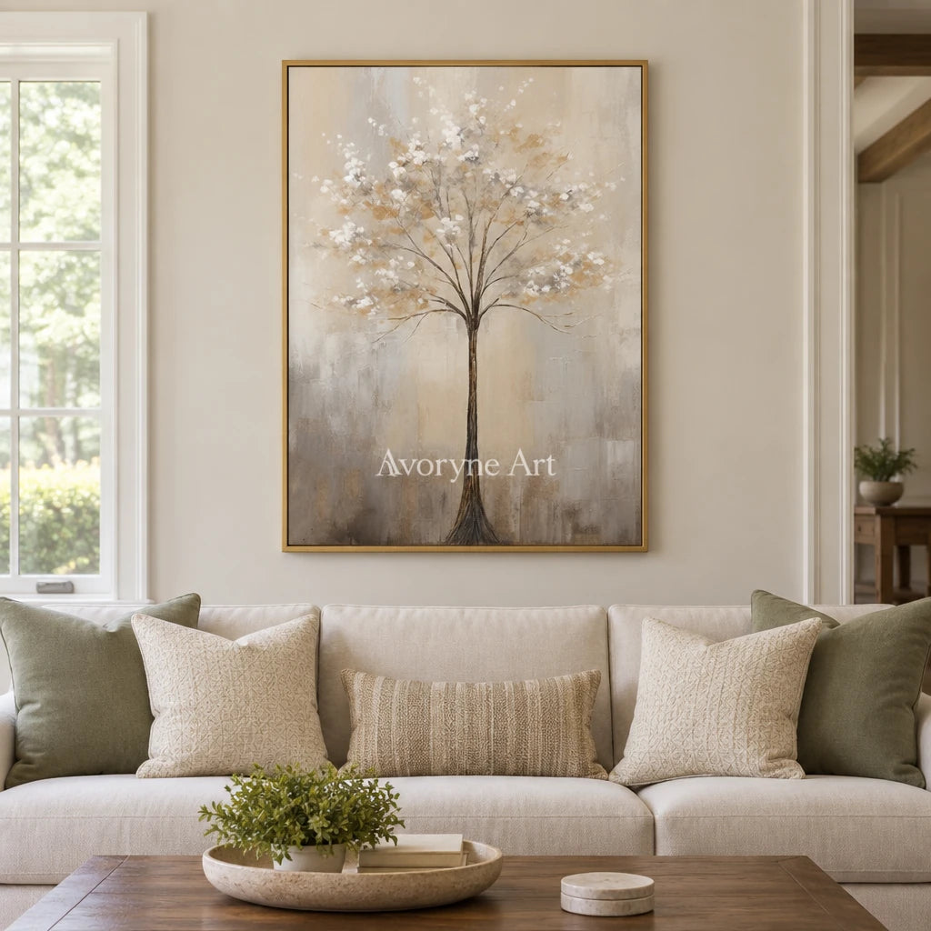 Aster Ground: White Blossom Relief — living gold