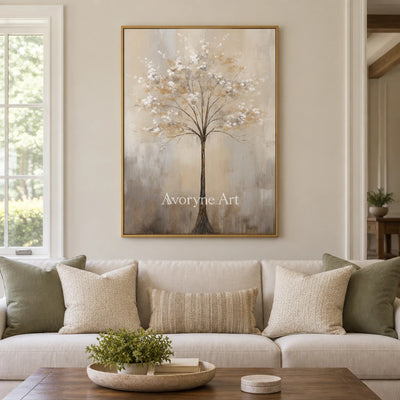 Aster Ground: White Blossom Relief — living gold