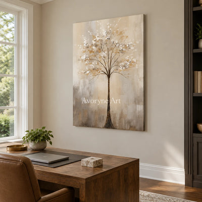 Aster Ground: White Blossom Relief — office frameless