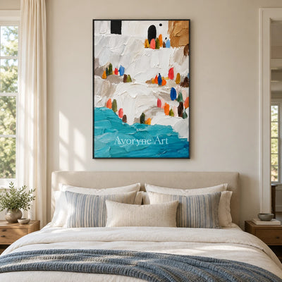 Coastal Steps: White Coastal Textured Art Wall Art — bedroom black