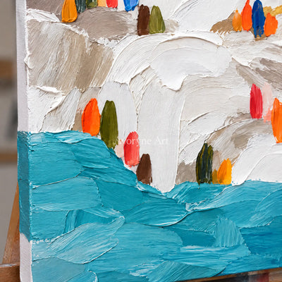 Coastal Steps: White Coastal Textured Art Wall Art — detail easel