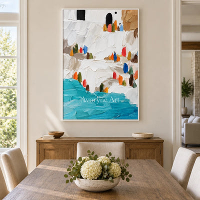 Coastal Steps: White Coastal Textured Art Wall Art — dining white