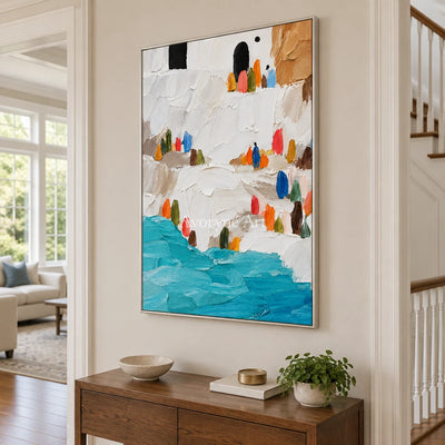 Coastal Steps: White Coastal Textured Art Wall Art — entry silver