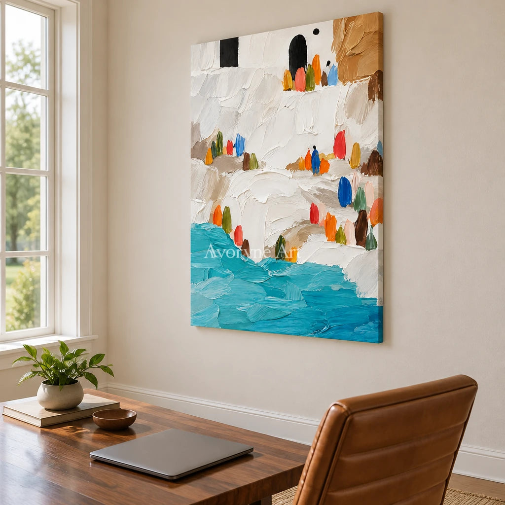 Coastal Steps: White Coastal Textured Art Wall Art — office frameless