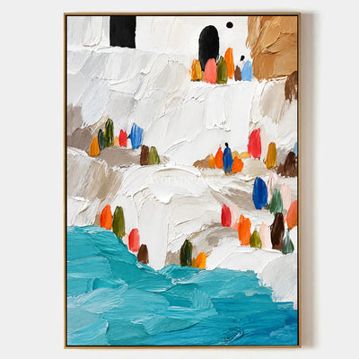 Coastal Steps: White Coastal Textured Art Wall Art — primary