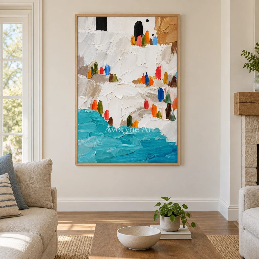 Coastal Steps: White Coastal Textured Art Wall Art — villa wood