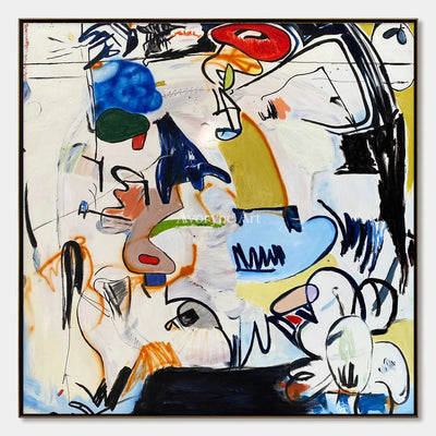 Unscripted Profiles: White Cubist Graffiti Portrait Wall Art — primary