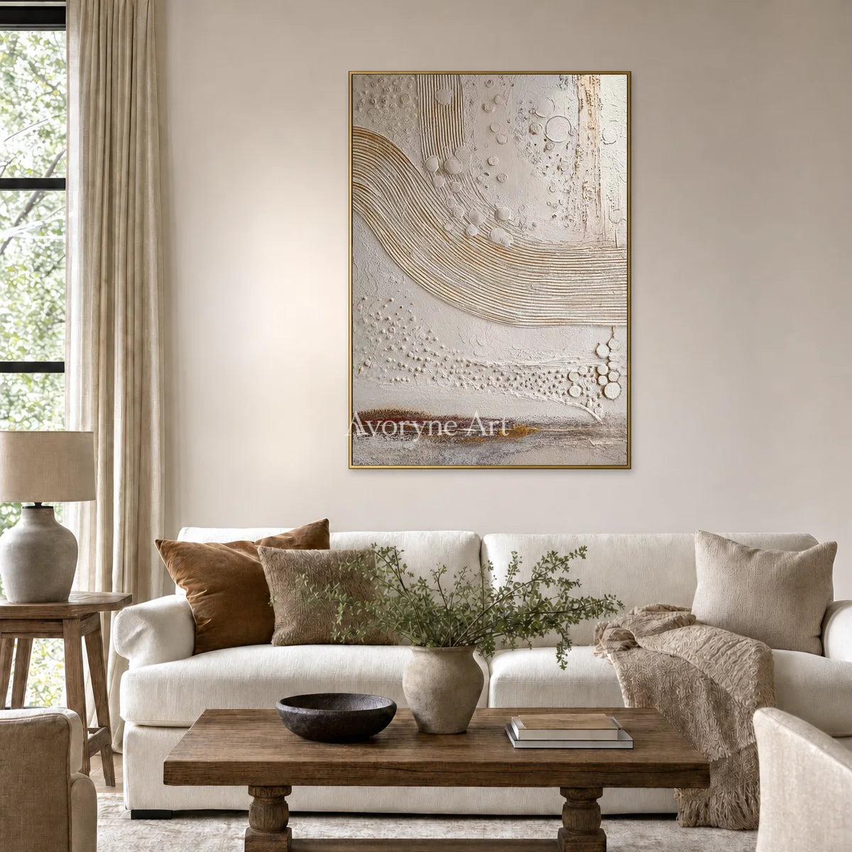 Quiet Strata: White Curved Ridge Abstract Wall Art — living gold