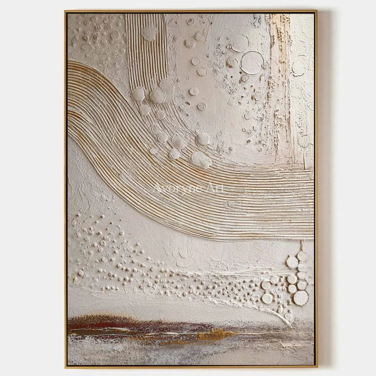 Quiet Strata: White Curved Ridge Abstract Wall Art — primary