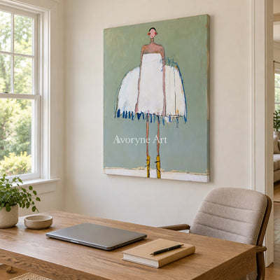 Ivory Amber Cadence: White Dress Dancer — office frameless