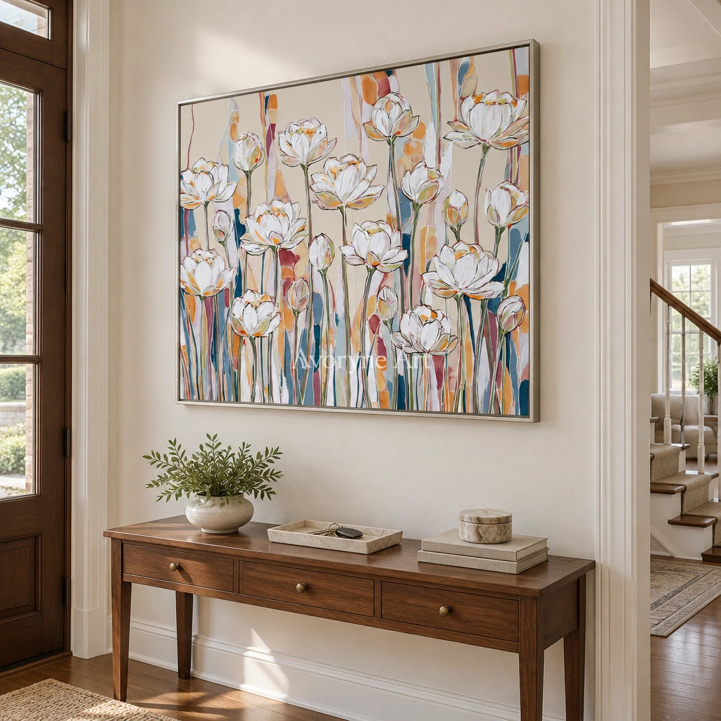 Ivory Tender Vista: White Floral Art — entry silver