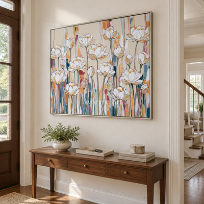 Ivory Tender Vista: White Floral Art — entry silver