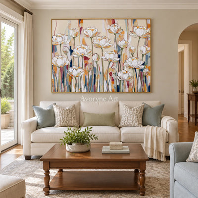 Ivory Tender Vista: White Floral Art — living gold