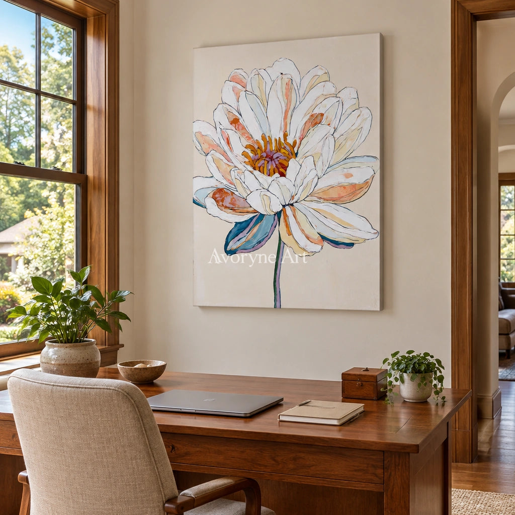 Ivory Tender Poem: White Floral Art — office frameless