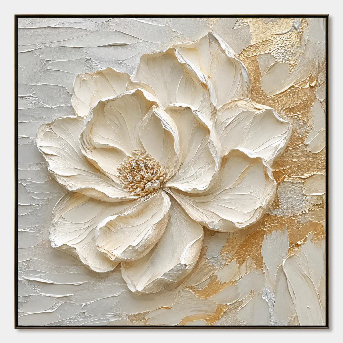 Aven Ivory Bloom: White Floral Impasto Wall Art — primary