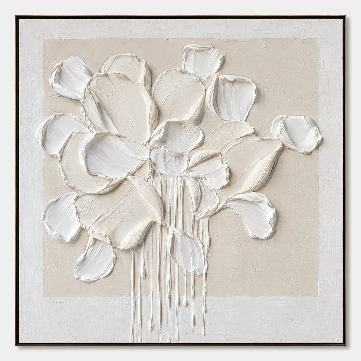 Chalk Bouquet: White Floral Impasto Wall Art — primary