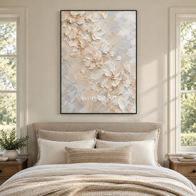 Petalcloud: White Floral Relief Wall Art — bedroom black