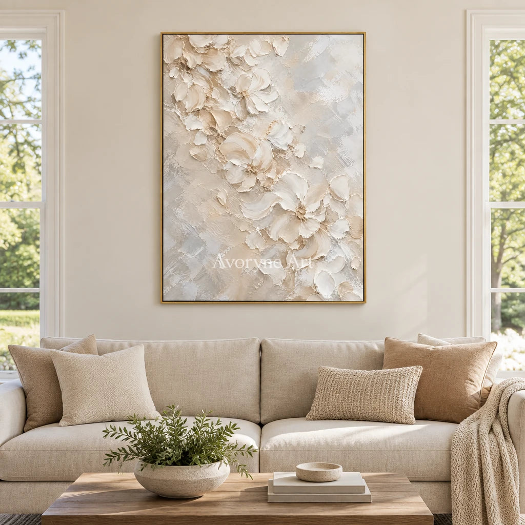 Petalcloud: White Floral Relief Wall Art — living gold
