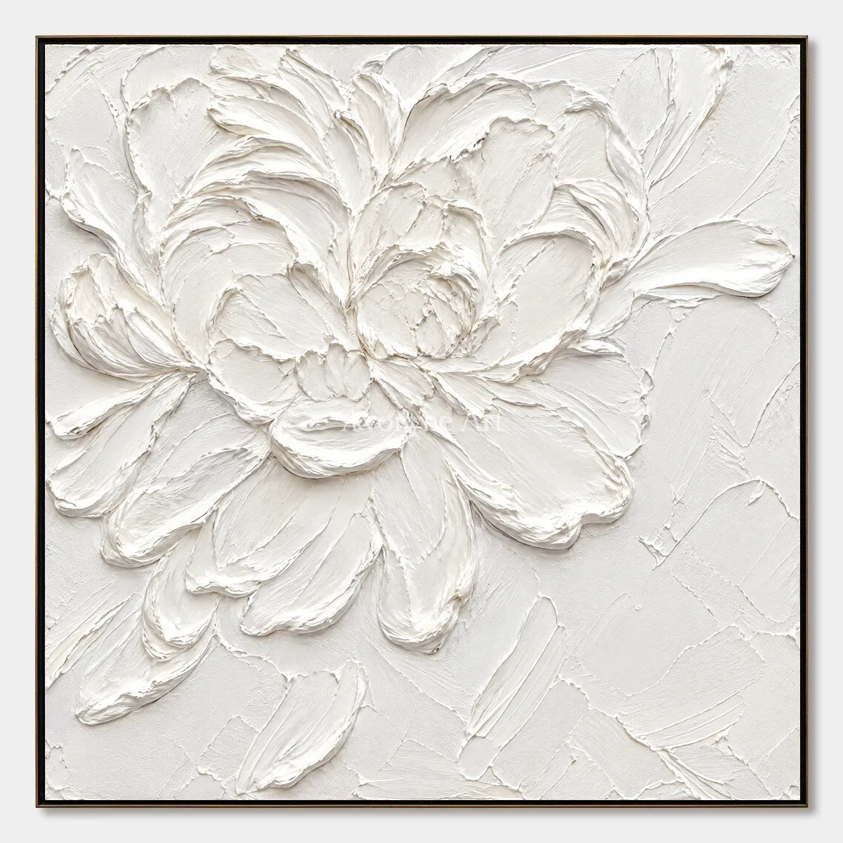Ivory Blossom: White Floral Textured Wall Art — primary