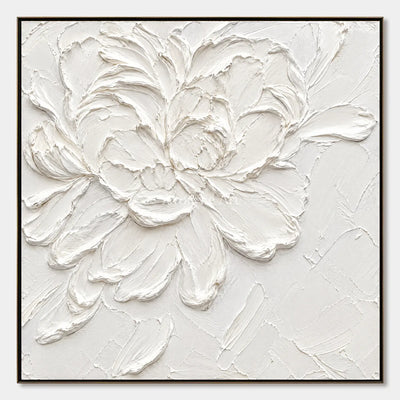 Ivory Blossom: White Floral Textured Wall Art — primary