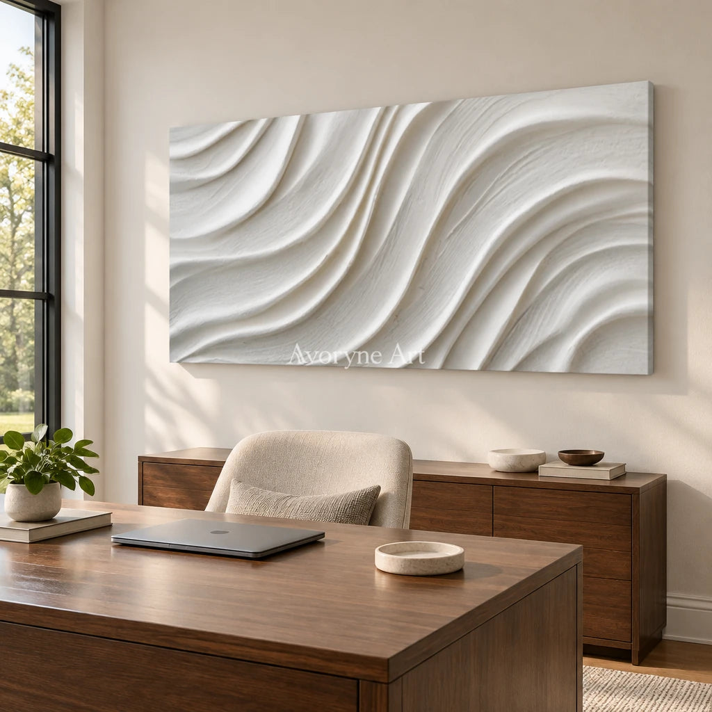 Aster Clover: White Flow Relief — office frameless