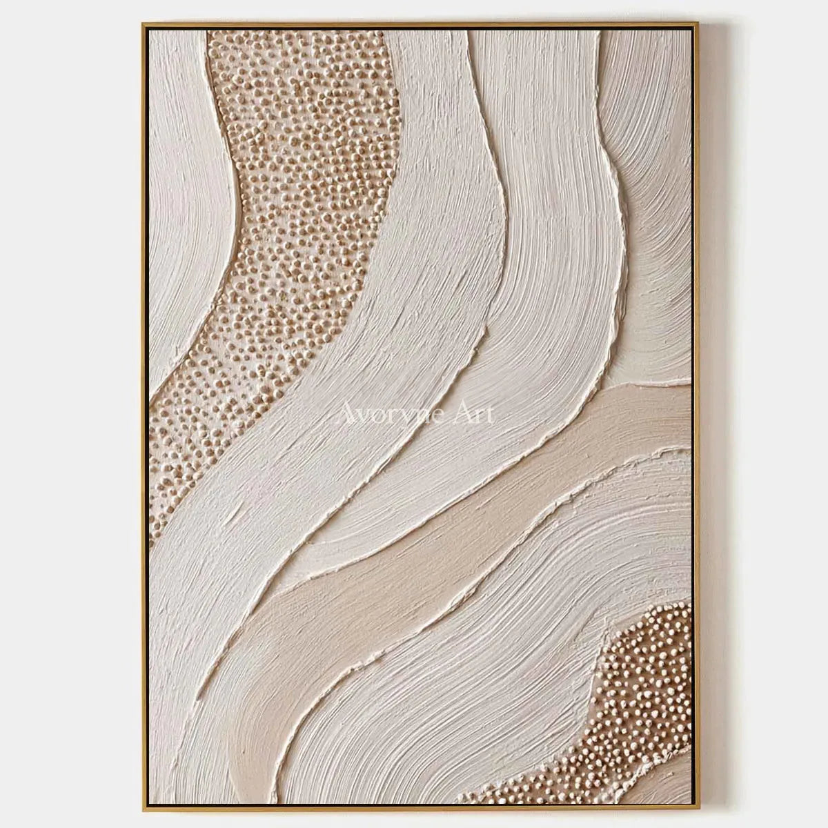 Pearled Undercurrent: White Flowing Texture and Dot Relief Wall Art — primary