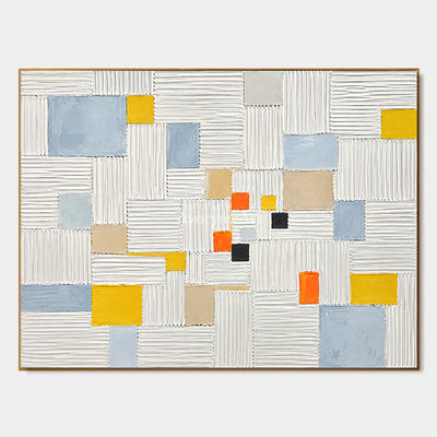 Grid of Sparks: White Geometric Texture Wall Art — primary