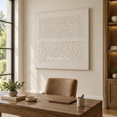 Pale Framework: White Grid Relief Wall Art — office frameless