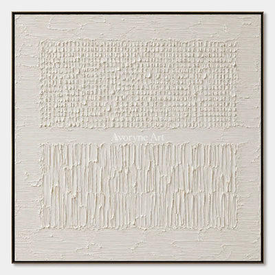 Pale Framework: White Grid Relief Wall Art — primary