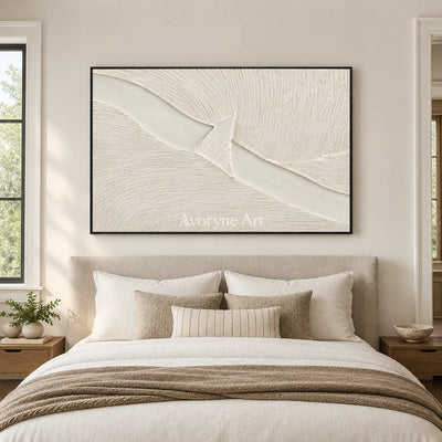 Ivory Crossing: White Grooved Abstract Wall Art — bedroom black