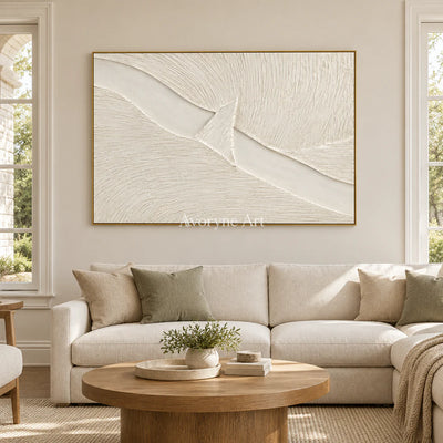 Ivory Crossing: White Grooved Abstract Wall Art — living gold
