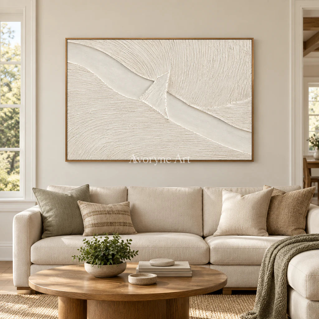 Ivory Crossing: White Grooved Abstract Wall Art — villa wood