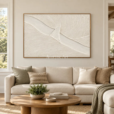 Ivory Crossing: White Grooved Abstract Wall Art — villa wood